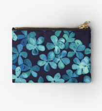 Bolso de mano Patrón floral pintado a mano en azul marino y verde azulado
