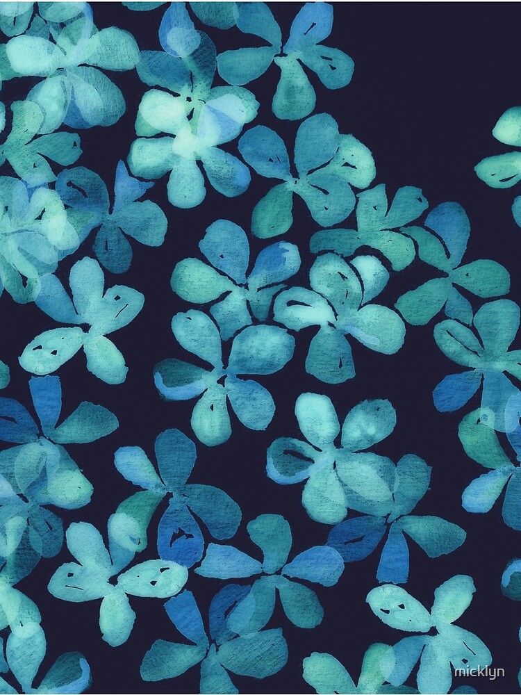 Hand Painted Floral Pattern in Teal & Navy Blue by micklyn