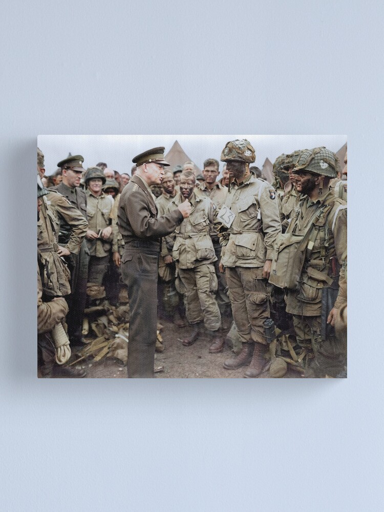 Disover General Dwight D. Eisenhower addresses American paratroopers prior to D-Day. | Canvas Print