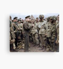General Dwight D. Eisenhower spricht vor dem D-Day zu amerikanischen Fallschirmjägern. Leinwanddruck