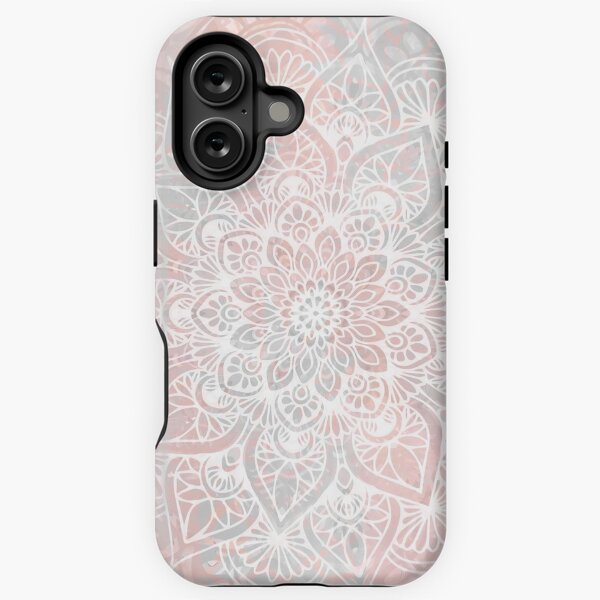 Boho Mandala Flower of Life, Coral and Gray iPhone Tough Case