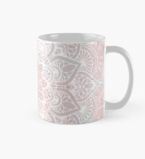 Taza clásica Boho Mandala Flor de la Vida, Coral y Gris