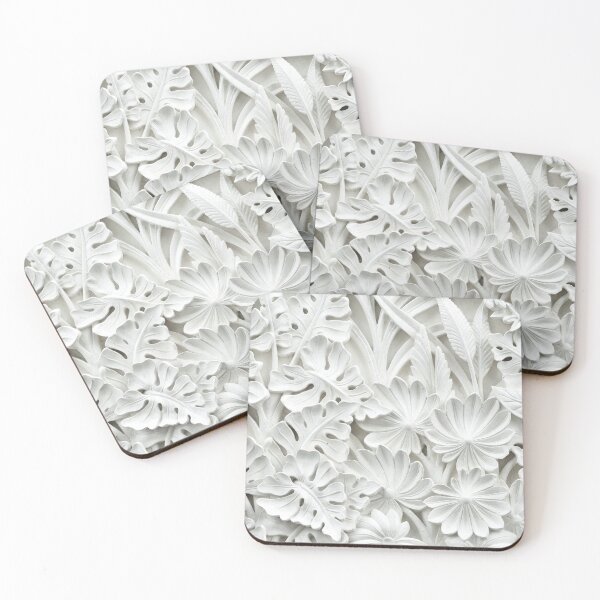 Item preview, Palm Leaves Plants Foliage Motif White Pattern Tropical Exotic Modern Decor designed and sold by livianasgifts.