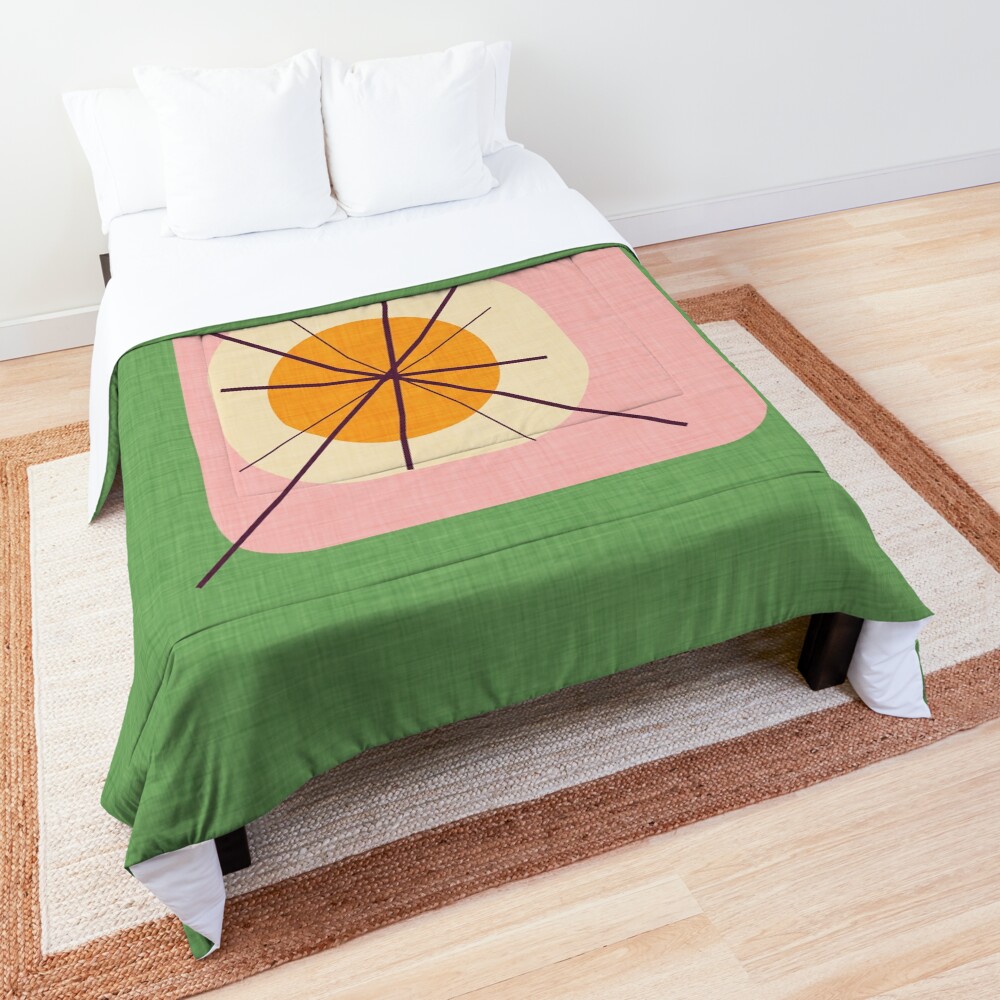 Flower Eggs Green-Pink #midcenturymodern Comforter