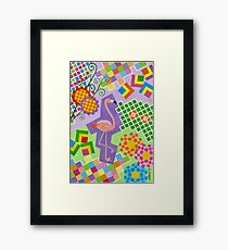FLAMINGO IN COLORS AND SHAPES WITH SQUARS Framed Print