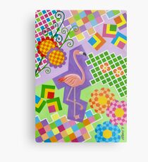FLAMINGO IN COLORS AND SHAPES WITH SQUARS Metal Print