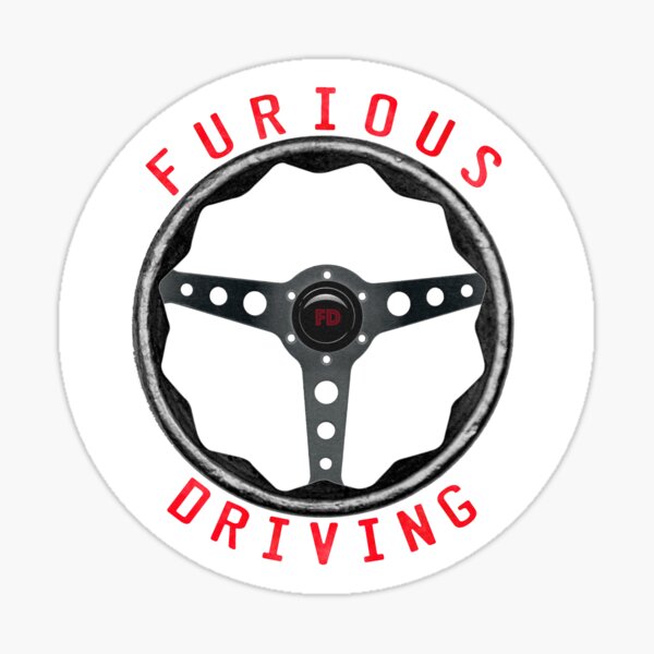 Furious Driving logo - White racing number circle background Sticker