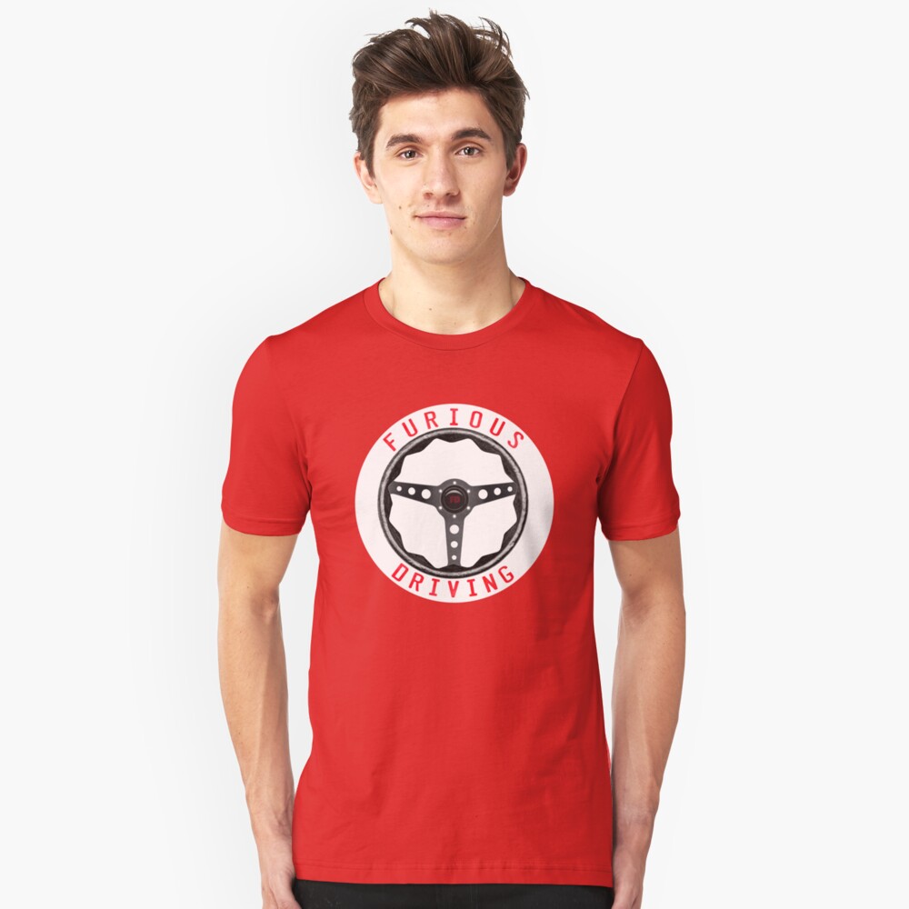 Furious Driving logo - White racing number circle background Slim Fit T-Shirt