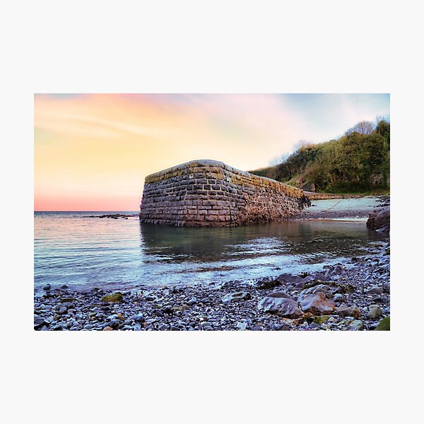 Item preview, Glowing Sky At Sunset - Coastal Scenery - Stackpole Quay - Pembreokeshire designed and sold by Harmony Of The Mind.