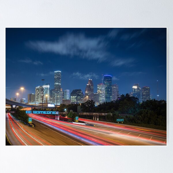 Houston Skyline & Freeway, Houston, Texas, USA For sale as Framed Prints,  Photos, Wall Art and Photo Gifts