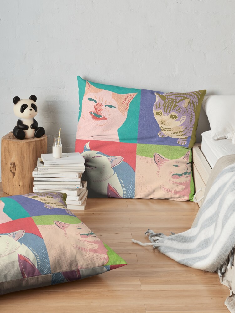 Alternate view of Four Meme Cats of the Apocalypse Floor Pillow