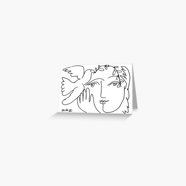 Pablo Picasso Dove and Face Artwork, For Tshirts Prints Posters Men Women Kids Greeting Card