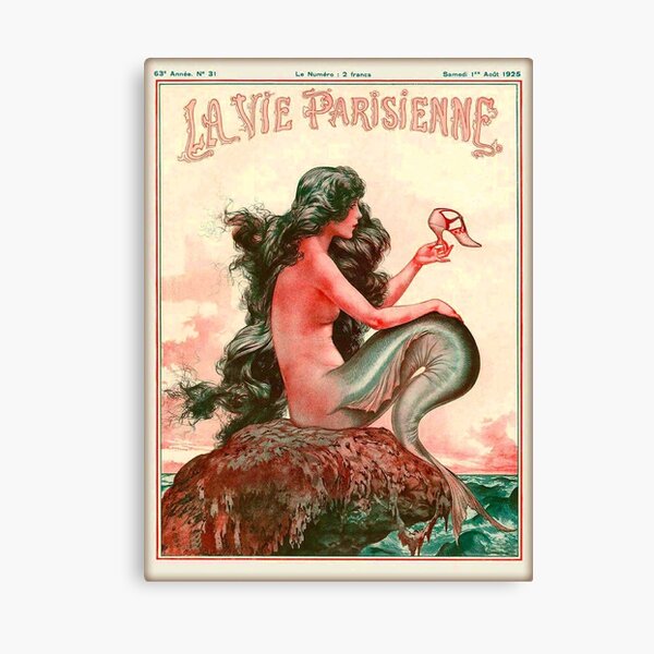 1925 La Vie Parisienne Mermaid French Nouveau Francia Travel Vintage Poster Lienzo
