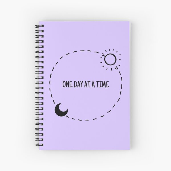 One Day at a Time Quote Purple Spiral Notebook