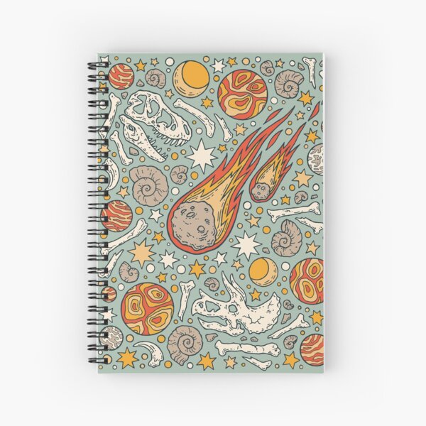 The Asteroid & the Omega || Dinosaur Fossil Space Art Spiral Notebook