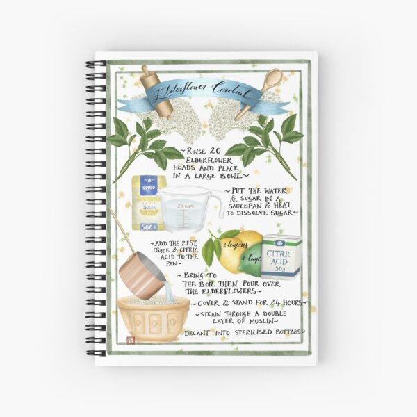Elderflower Cordial Illustrated Recipe Spiral Notebook