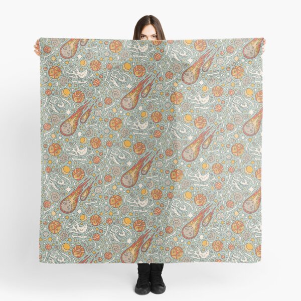 The Asteroid & the Omega | Dinosaur Fossil Space Art Scarf
