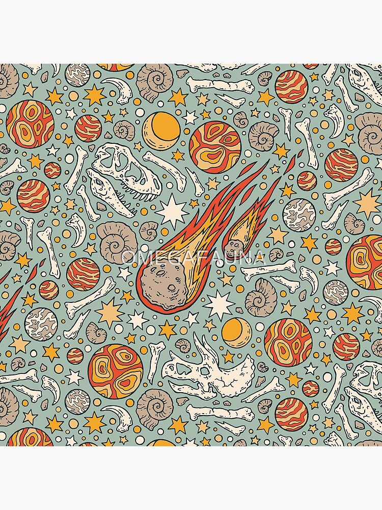Thumbnail 4 of 4, Clock, The Asteroid & the Omega | Dinosaur Fossil Space Art designed and sold by OMEGAFAUNA.