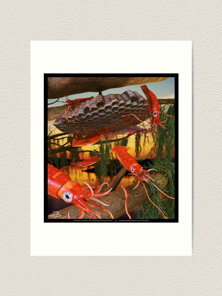 Alternate view of Ocean Invasion #8: Tending the Squid Hive Art Print