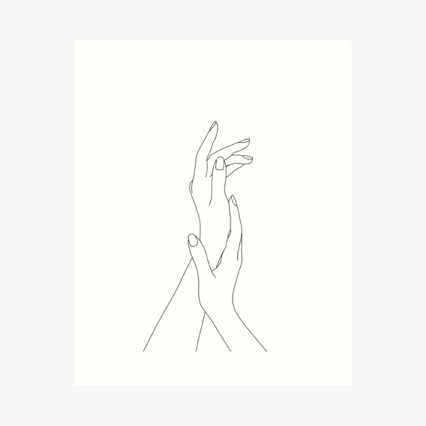 Hands line drawing - Dia Art Print