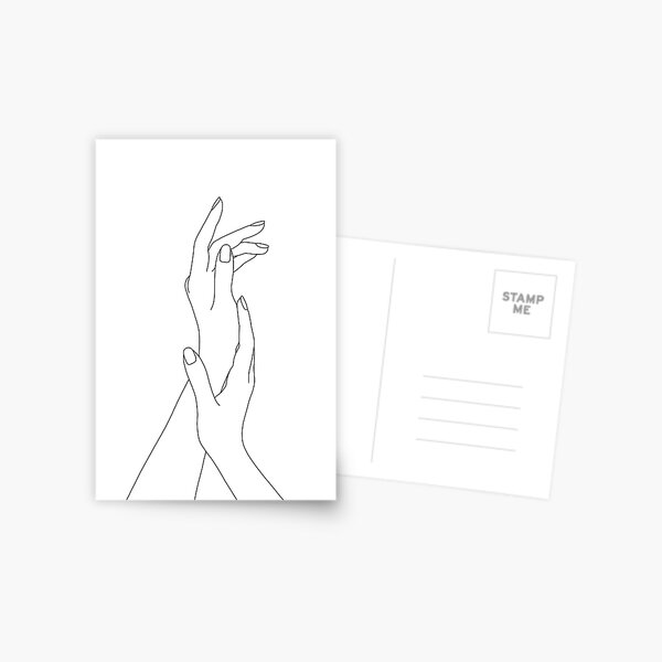 Hands line drawing - Dia Postcard