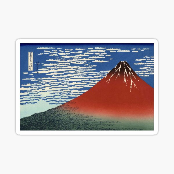 Item preview, Red Mount Fuji by Katsushika Hokusai designed and sold by awildanon.