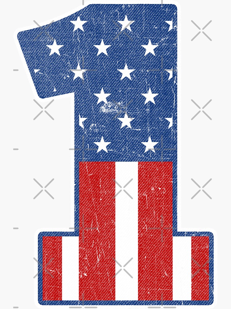 "4th of July Patriotic Number 1 American Flag" Sticker by