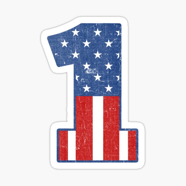 "4th of July Patriotic Number 1 American Flag" Sticker by