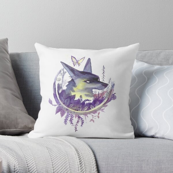 Butterfly & Wolf Throw Pillow
