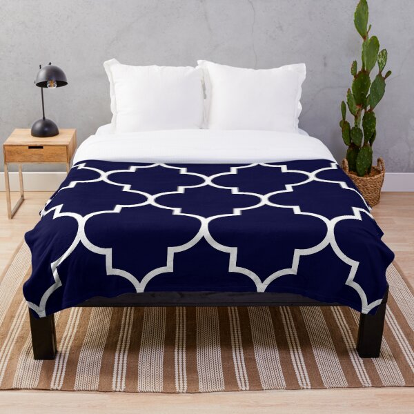 Quatrefoil Large Navy Blue Throw Blanket
