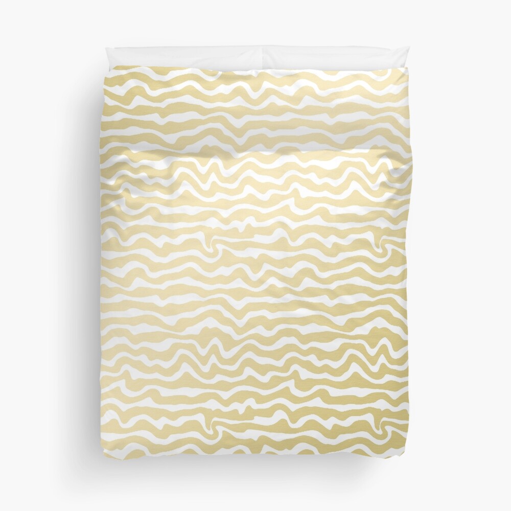 Modern abstract hand painted yellow gold white pattern Duvet Cover