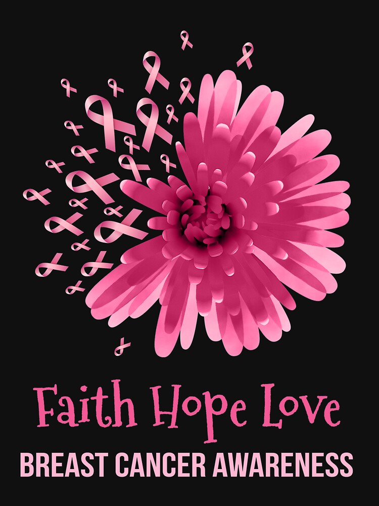 Discover Flower Faith Hope Love Breast Cancer Awareness T-Shirt Essential T-Shirts