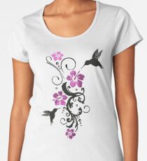 Hummingbirds with hibiscus, floral Premium Scoop T-Shirt