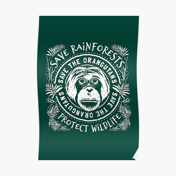 Save The Orangutan - Save Rainforests Protect Wildlife Poster