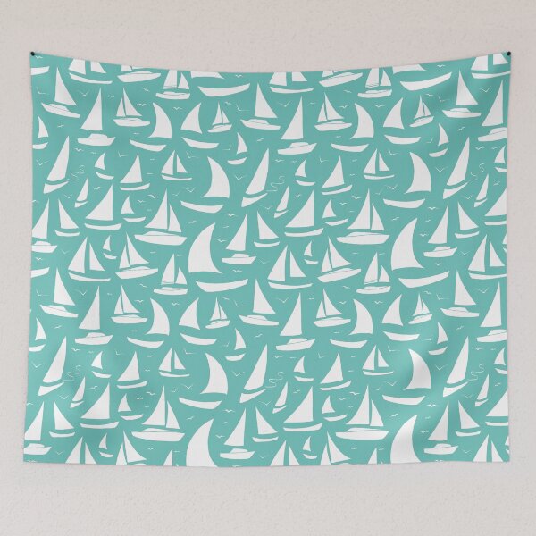 Item preview, Yacht Regatta Aqua Blue and White Pattern designed and sold by CreativeBridge.