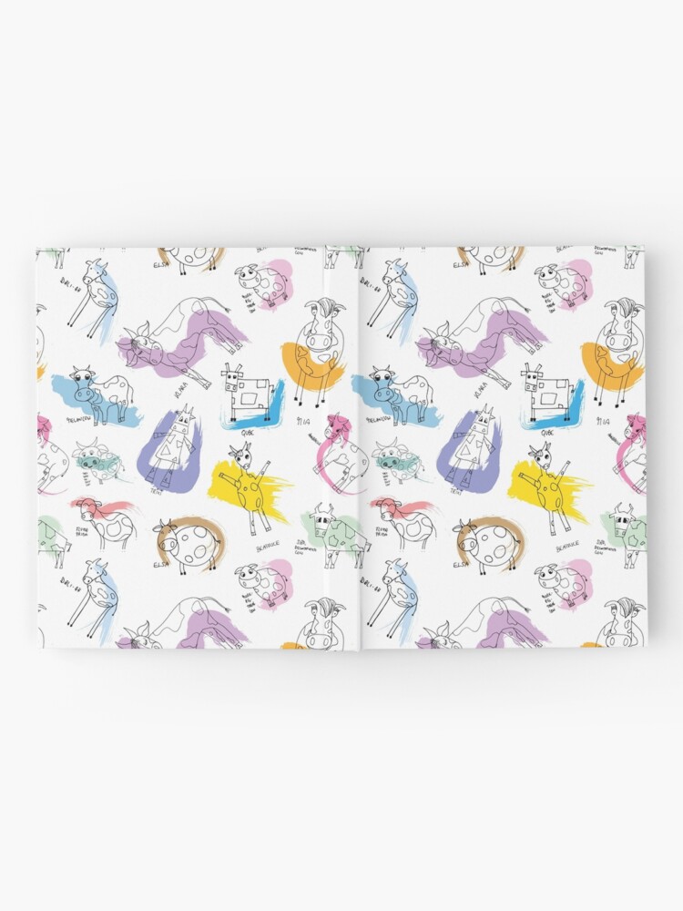 Alternate view of Funny cows line drawing with color splashes Hardcover Journal