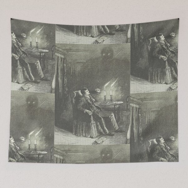 Item preview, Creepy etching illustration - A man reels from an evil shadow designed and sold by Vintage Designs +.