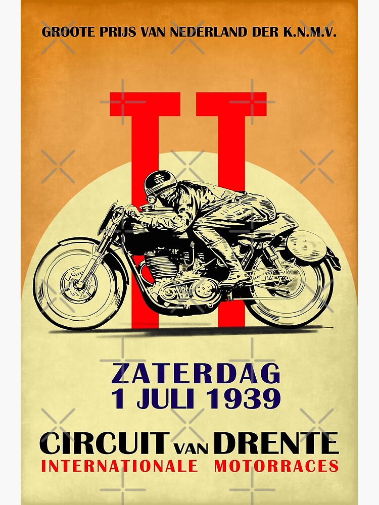 Circuit Van Drente Vintage Motorcycle Racing Poster by rogue-design