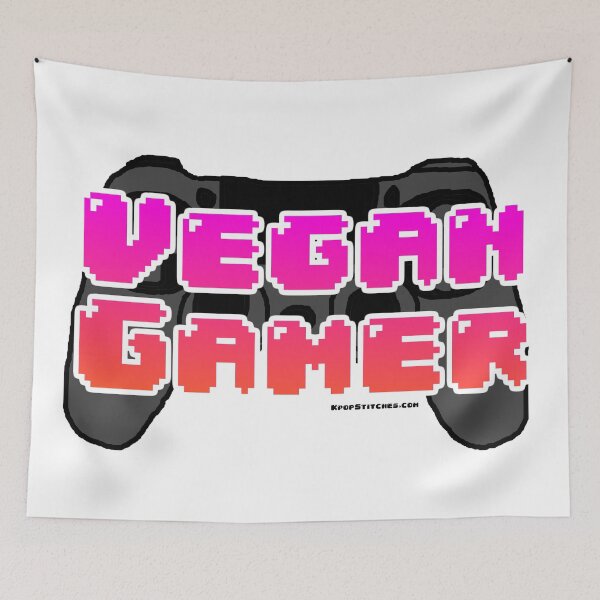 Item preview, vegan gamer bubble letters pink orange vaporwave retro 80s  designed and sold by katydubu.