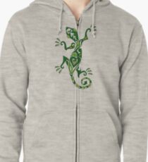 Lizard Tattoo -textured Zipped Hoodie