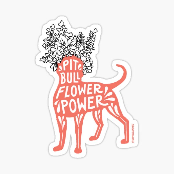 Item preview, Pit Bull Flower Power (coral, corona blanca, letras blancas) designed and sold by SophieGamand.