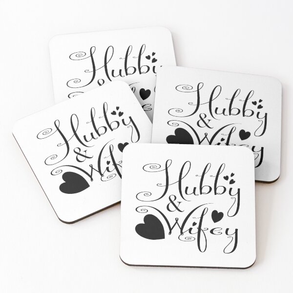 Item preview, Hubby & Wifey with Love Hearts in Black & White.  designed and sold by innerspectrum.