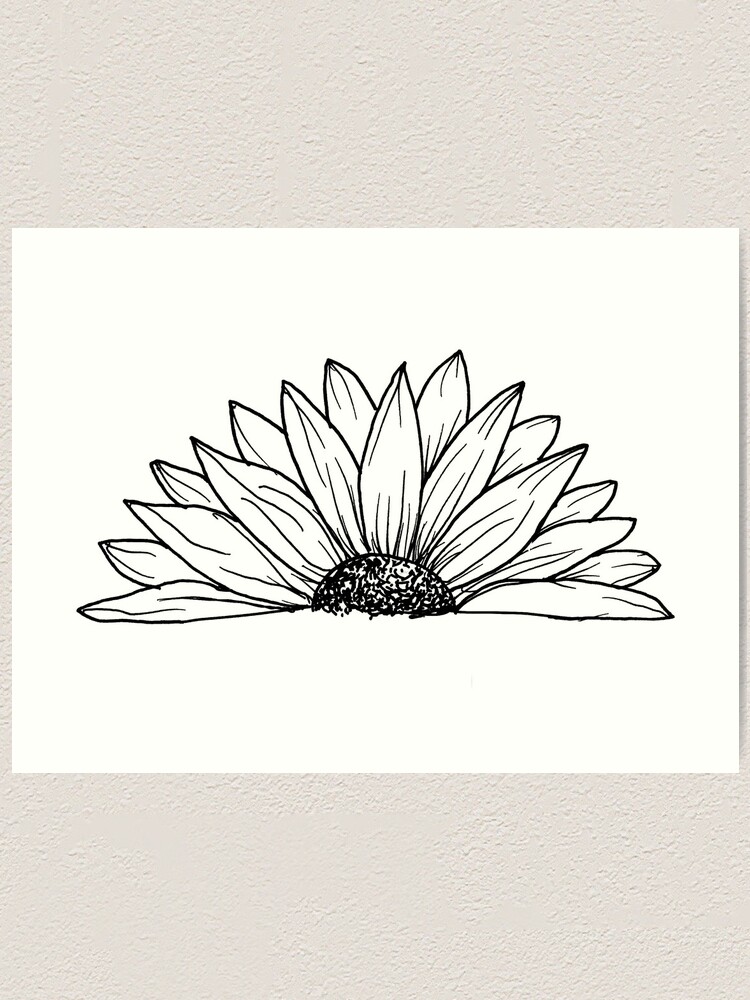 Black and White Watercolor Daisy Doodle | Sticker