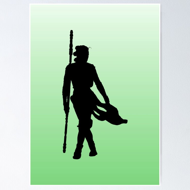 Rey with Staff Silhouette Sticker