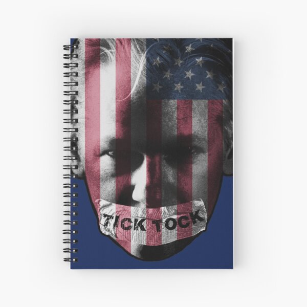 Silenced Assange_USA flag_large_a Spiral Notebook