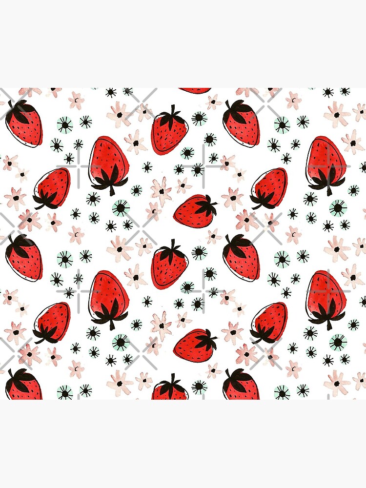 Hand Painted Watercolor Pattern - Strawberry Fields by annieparsons