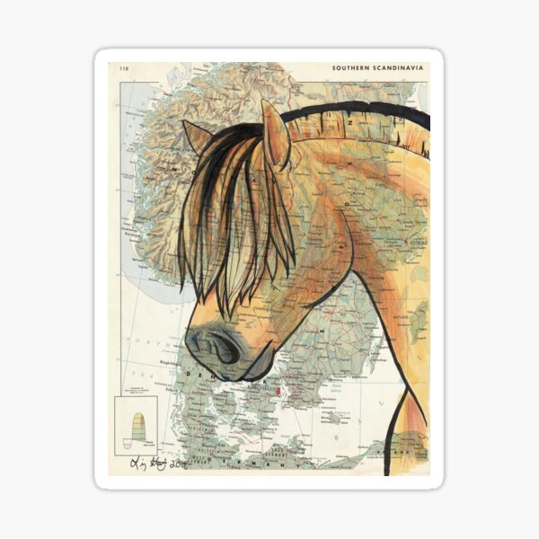 Fjordpferd auf Karte Sticker