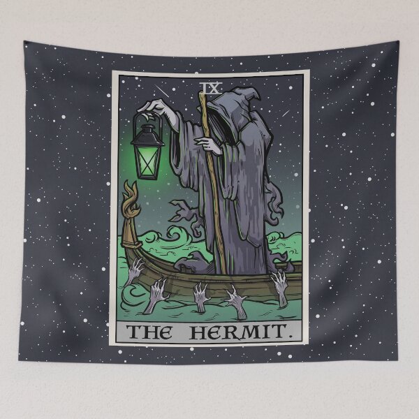 Item preview, The Hermit Tarot Card Gothic Halloween Psychopomp Grim Reaper Angel of Death designed and sold by TheGhoulishGarb.