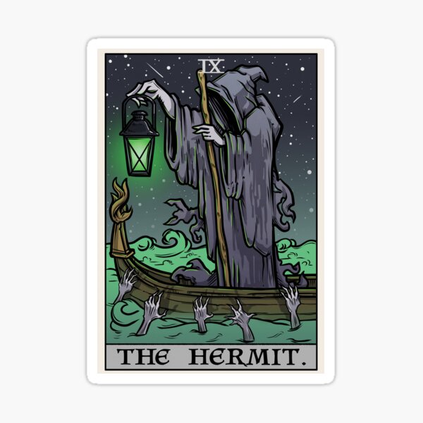 The Hermit Tarot Card Gothic Halloween Psychopomp Grim Reaper Angel of Death Sticker