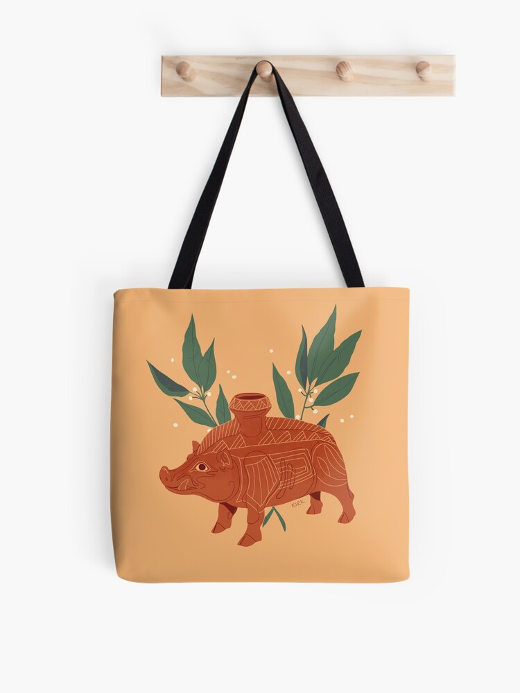 Thumbnail 1 of 2, Tote Bag, Etruscan Boar Vessel - Floral Artefacts designed and sold by flaroh.